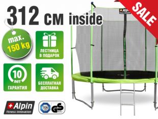 Батут ALPIN INSIDE 3,12 м с защитной сеткой и лестницей