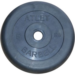 Диск обрезиненный 5 кг Barbell Atlet чёрный